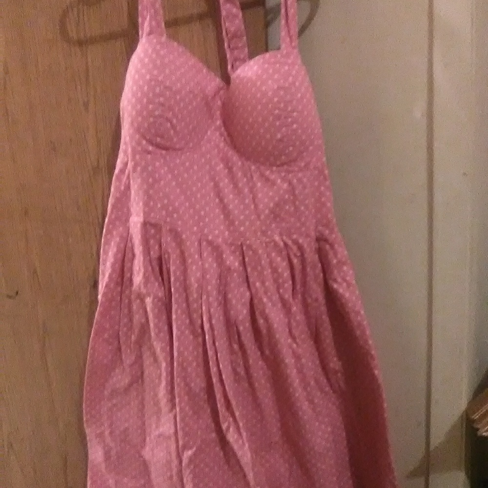 Pink sundress with white dots never wore no tags